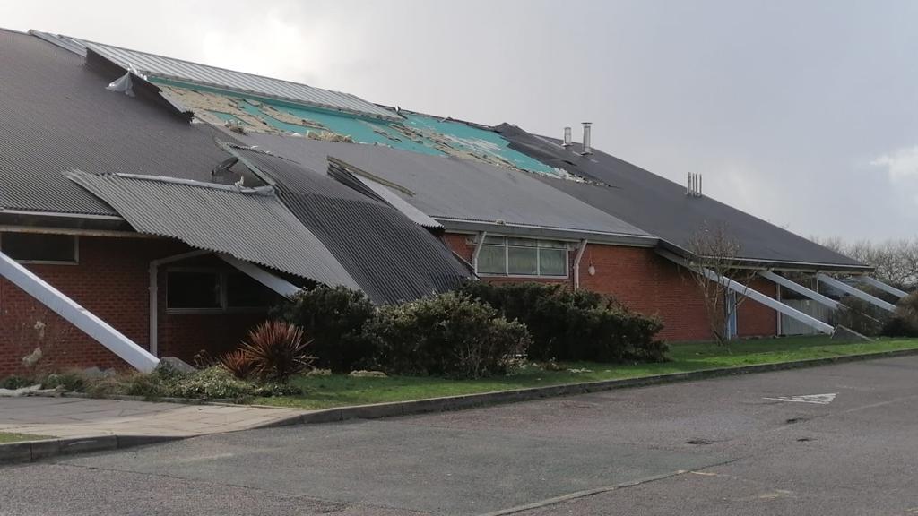 Bude Leisure Centre was the first to be hit, losing 20 per cent of its roof / GLL
