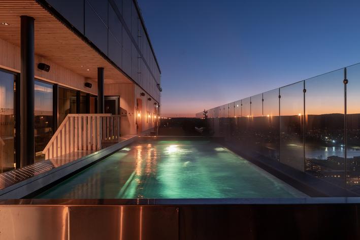 The rooftop pool is the centrepiece of the spa / Wood Hotel/Elite Hotels