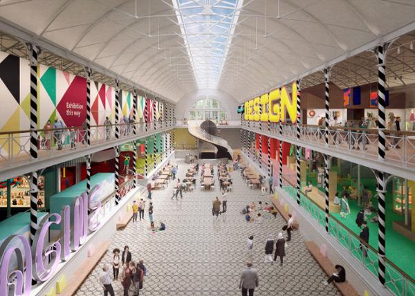 Designs for the ‘Town Square’ at Young V&A, which is set to reopen in Bethnal Green, London in 2023 / Picture Plane / Courtesy of Victoria and Albert Museum, London