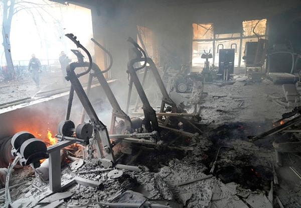 A gym in Kyiv following shelling on 3 March 2022 / photo: AP/Efrem Lukatsky