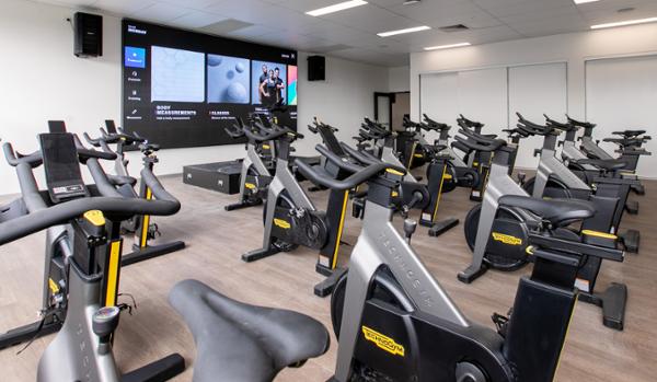 The cinematic cycle studio with bikes by Technogym / Next Gen/ Doug Balcomb