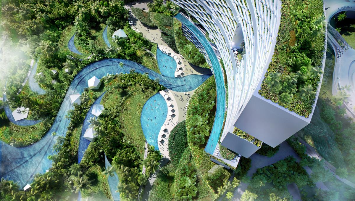 Providing a vertical jungle, the ‘hanging gardens’ will be experienced on every floor and from every guest room / Buro Ole Scheeren