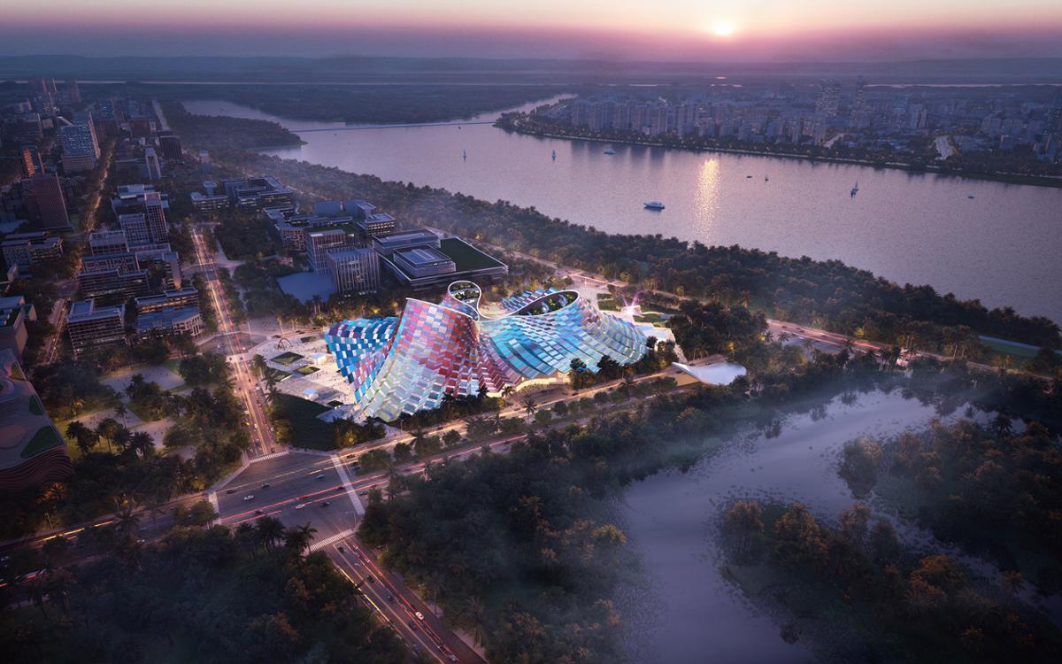 The complex is being developed by Haikou Tourism & Culture Investment Holding Group / Devisual/Heatherwick Studio