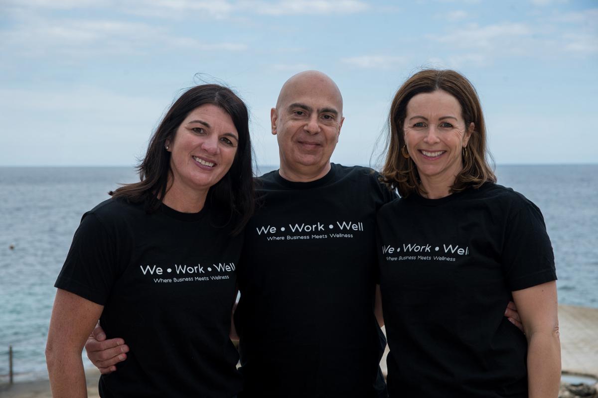 We Work Well founders Lucy Hugo (L) and Monica Helmstetter (R) with event director Stephen Pace-Bonello (M) / W3Spa