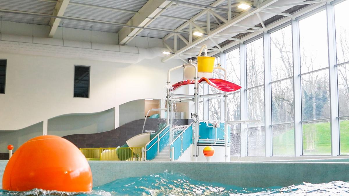 The complex's water park includes a racer slide, two four-story flumes and an aqua play area for children. / Derby City Council