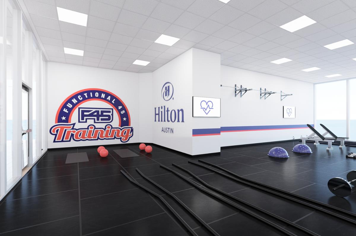 In a world first for F45, the circuit-training franchise will open a hotel-based studio at the Hilton Austin in Q3 2022 / F45