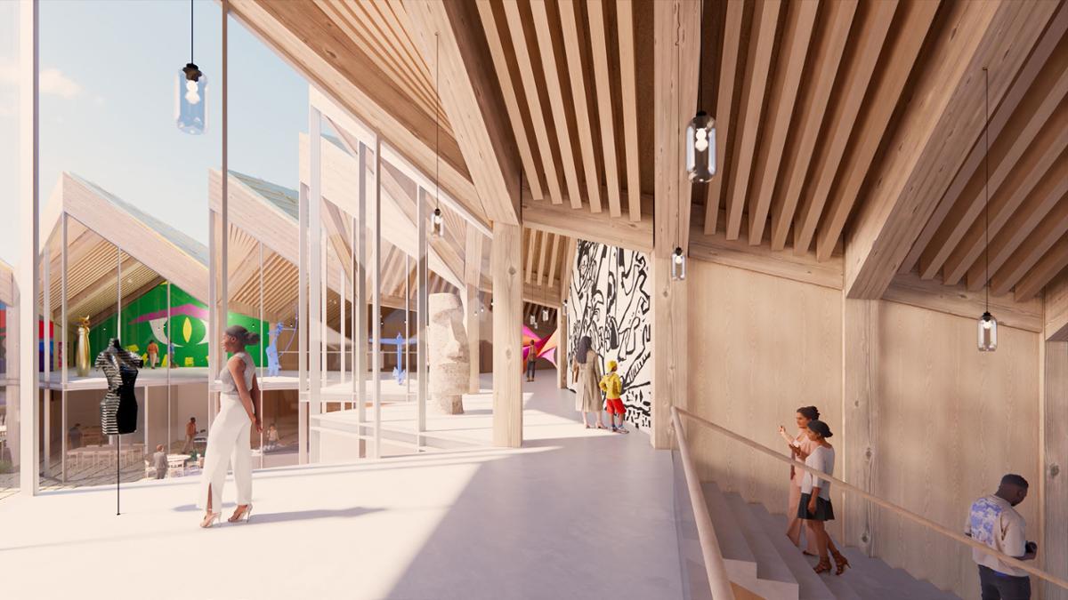 BIG's design for the museum will use materials such as heavy timber / BIG