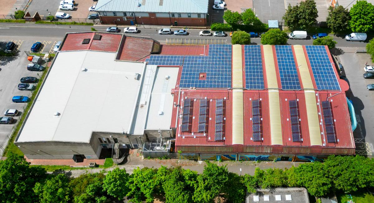 In a pilot project from Everyone Active and Bristol City Council, Easton Leisure Centre installed 800 solar thermal tubes to reduce swimming pool heating costs / Easton Leisure Centre