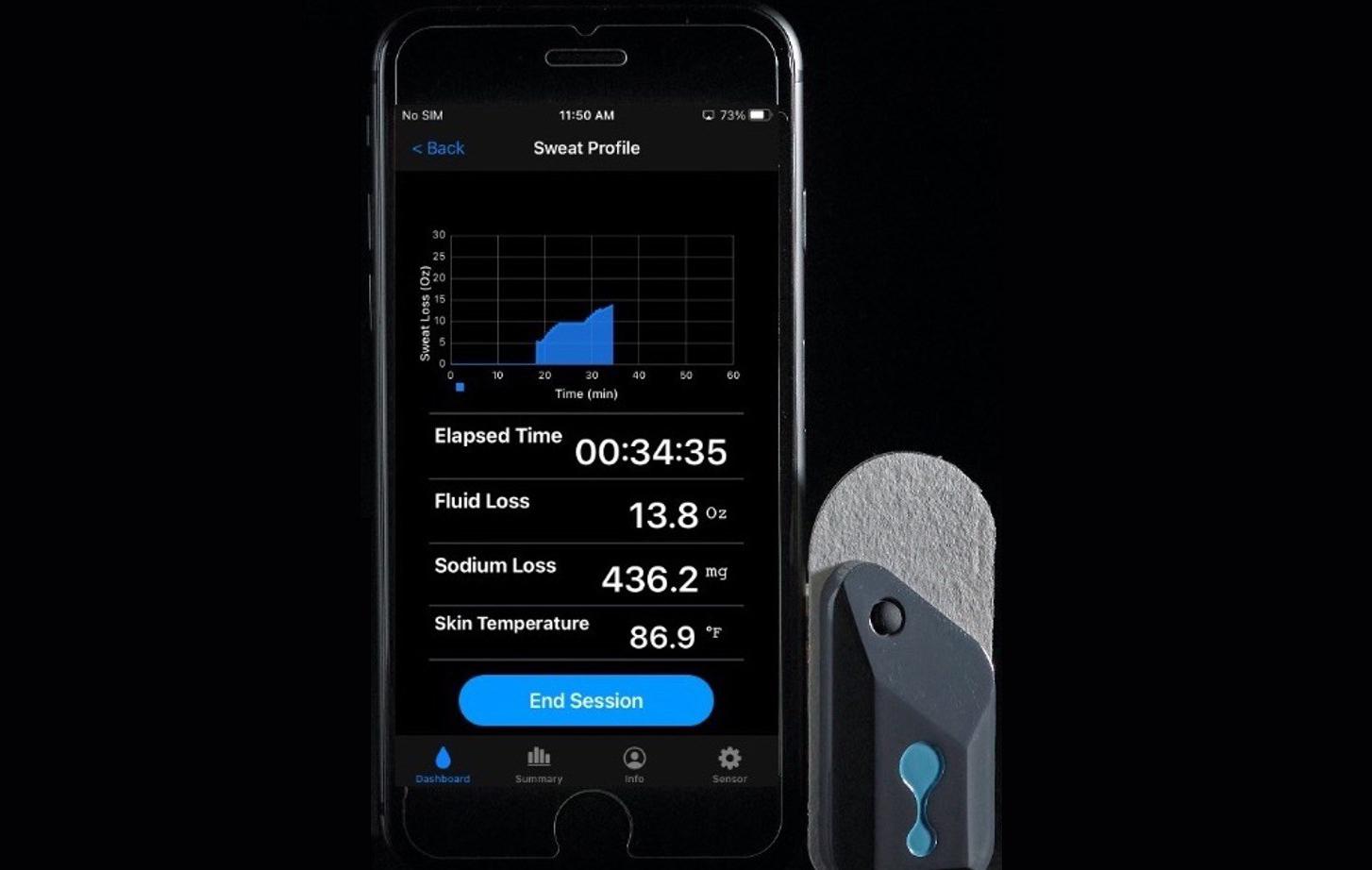 Epicore Biosystems' wearable can measure sweat biometrics and deliver insights to a user's smartphone via an app / Epicore Biosystems