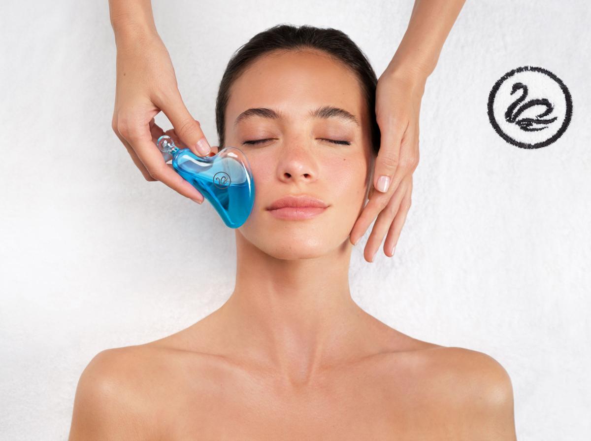 The new range is completed with a professional facial treatment incorporating hand massage and the use of a Gua Sha-inspired sculpting tool / Germaine de Capuccini