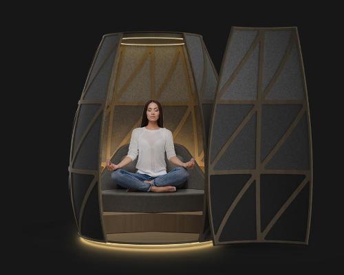 The Iris pod features integrated sound, aromatherapy and lighting