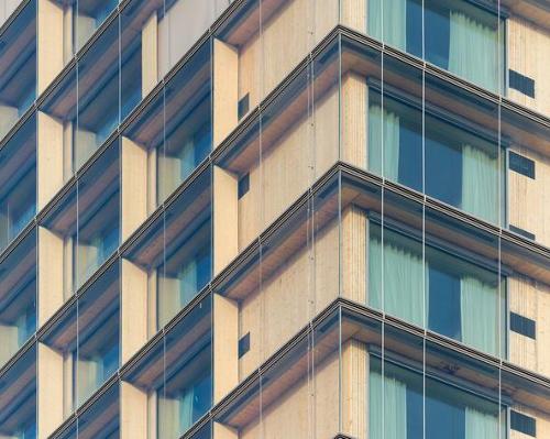 Triple-glased floor to ceiling windows contribute to the building's carbon-positive rating / Wood Hotel/Elite Hotels