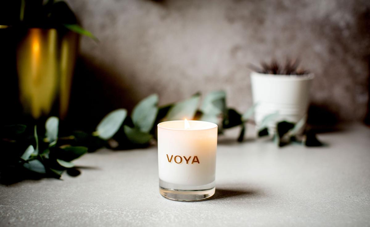 The new candle is the fifth addition to Voya's aromatherapy candle collection / Voya