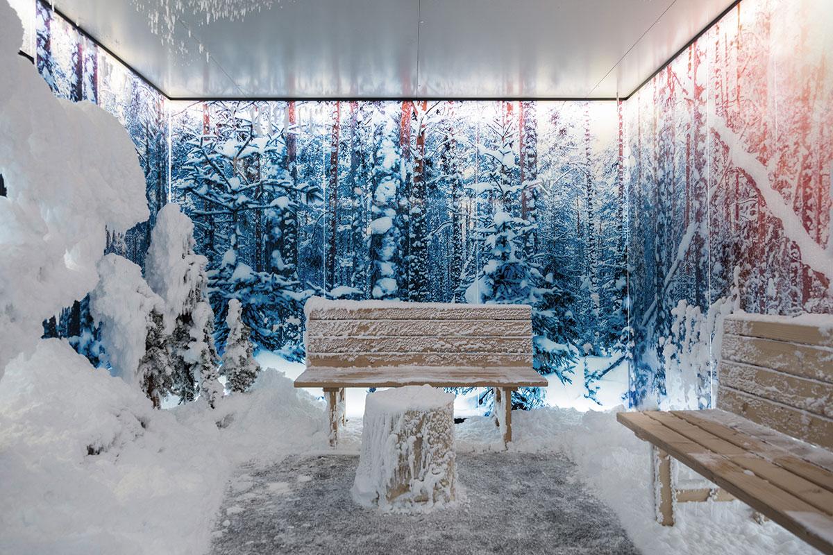 The Lodge at Woodloch added a TechnoAlpin SNOWROOM, along with a Himalayan Salt Sauna and Tyrolean Bucket Shower / Andrea Killam