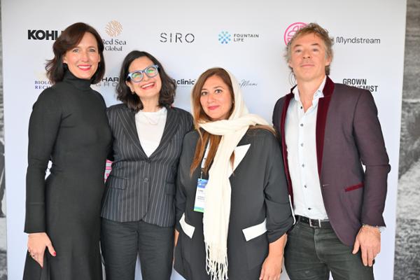 Leadership in Action panel (L to R): Lindsay Madden-Nadeau, Vanessa Fuss, Lina Almaeena and Michael Acton Smith / photo: Global Wellness Summit 2024