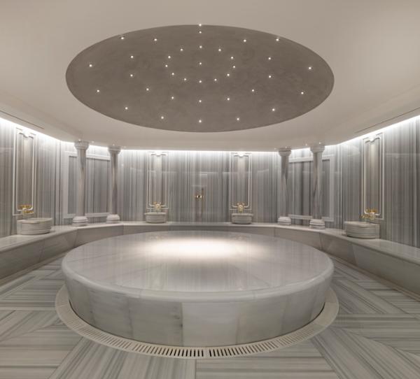 The hammam at the Peninsula is fitted with traditional striped marble / photo: The Peninsula Istanbul