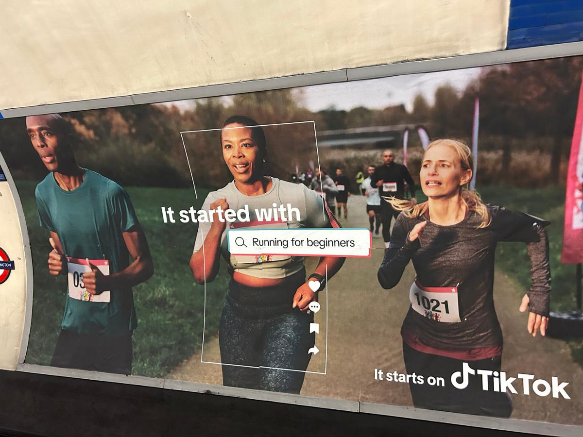 TiKTok targeting consumers with new year fitness messages on the London Underground / With thanks to Jak Phillips