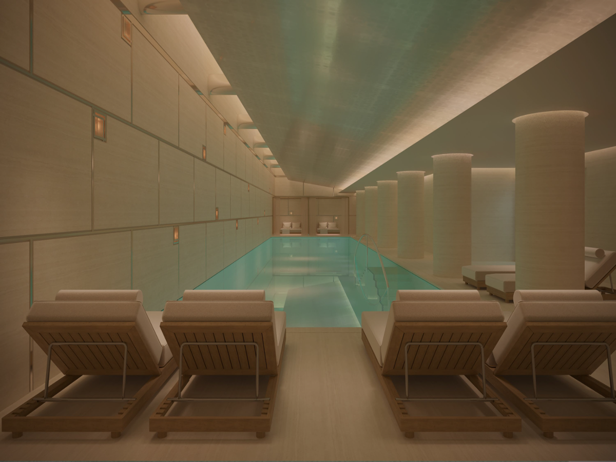 The 22m pool has a sound system for in-swim meditation / Maybourne Hotel Group