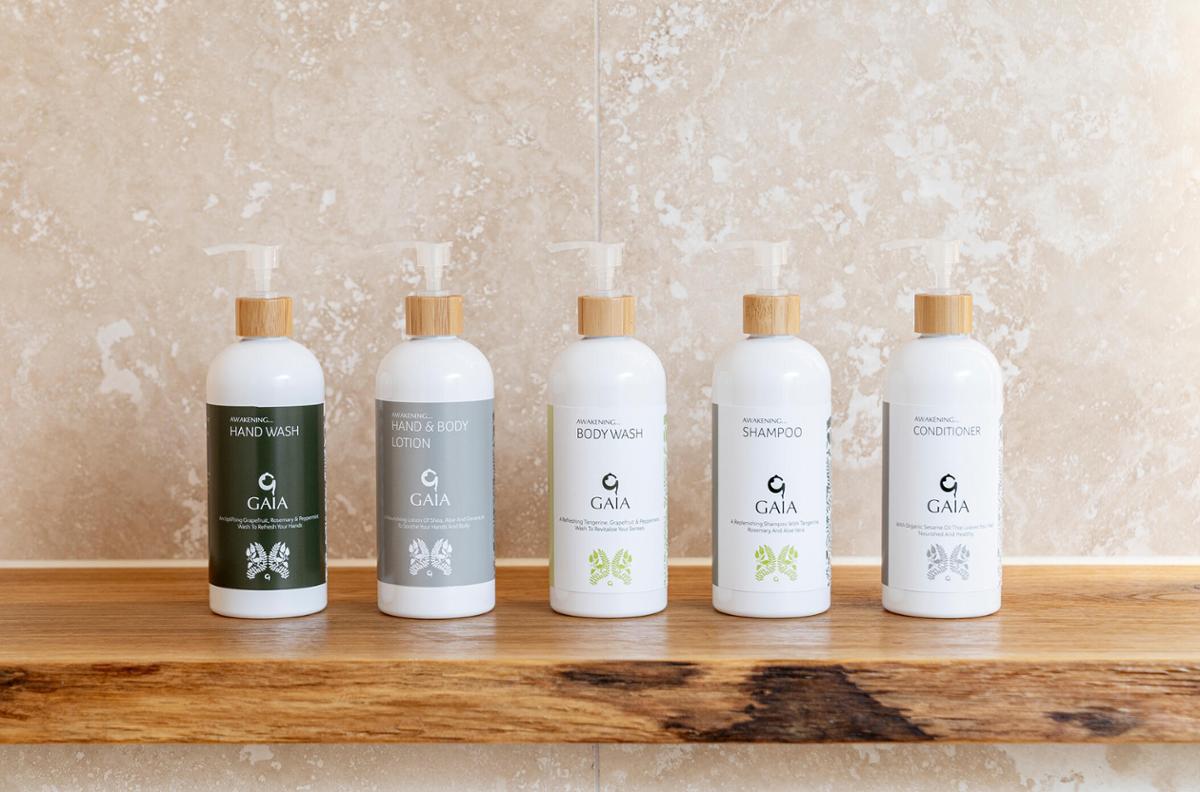 Every product features the brand’s signature Awakening Blend characterised by a combination of tangerine, grapefruit and peppermint pure essential oils / Gaia Skincare Every product features the brand’s signature Awakening Blend characterised by a combination of tangerine, grapefruit and peppermint pure essential oils / Gaia Skincare
