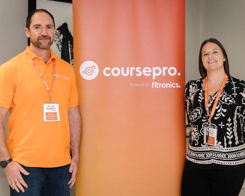 David Ling from CoursePro (left) and Donna Collins from Virgin Active (right) / Fitronics