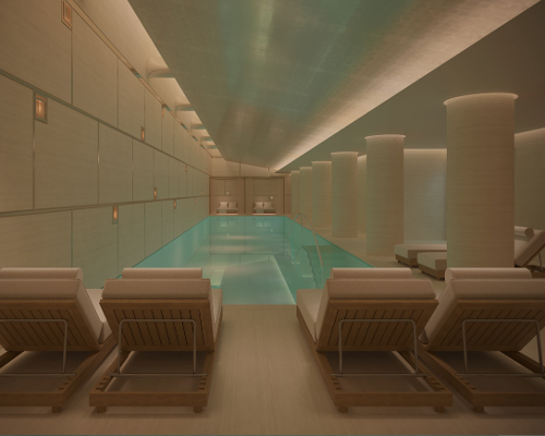 The 22m pool has a sound system for in-swim meditation / Maybourne Hotel Group