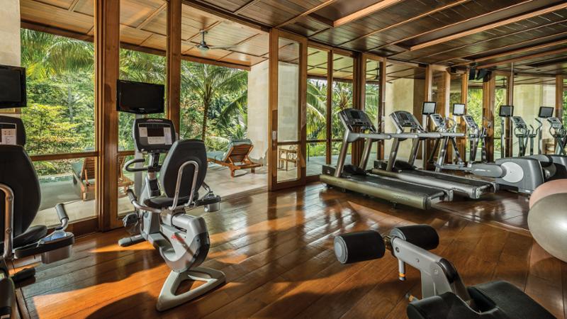 The 75sq m gym has equipment by Prima Fit Indonesia and Life Fitness / Four Seasons Resort Bali at Sayan