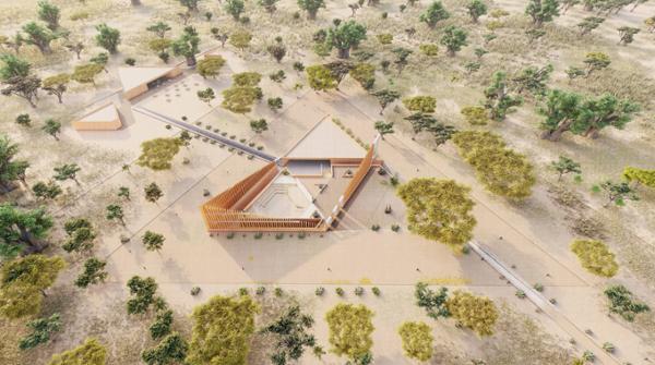 The triangular form was inspired by the belief system of the Serer people / Image: Mariam Issoufou Architecture The triangular form was inspired by the belief system of the Serer people / Image: Mariam Issoufou Architecture