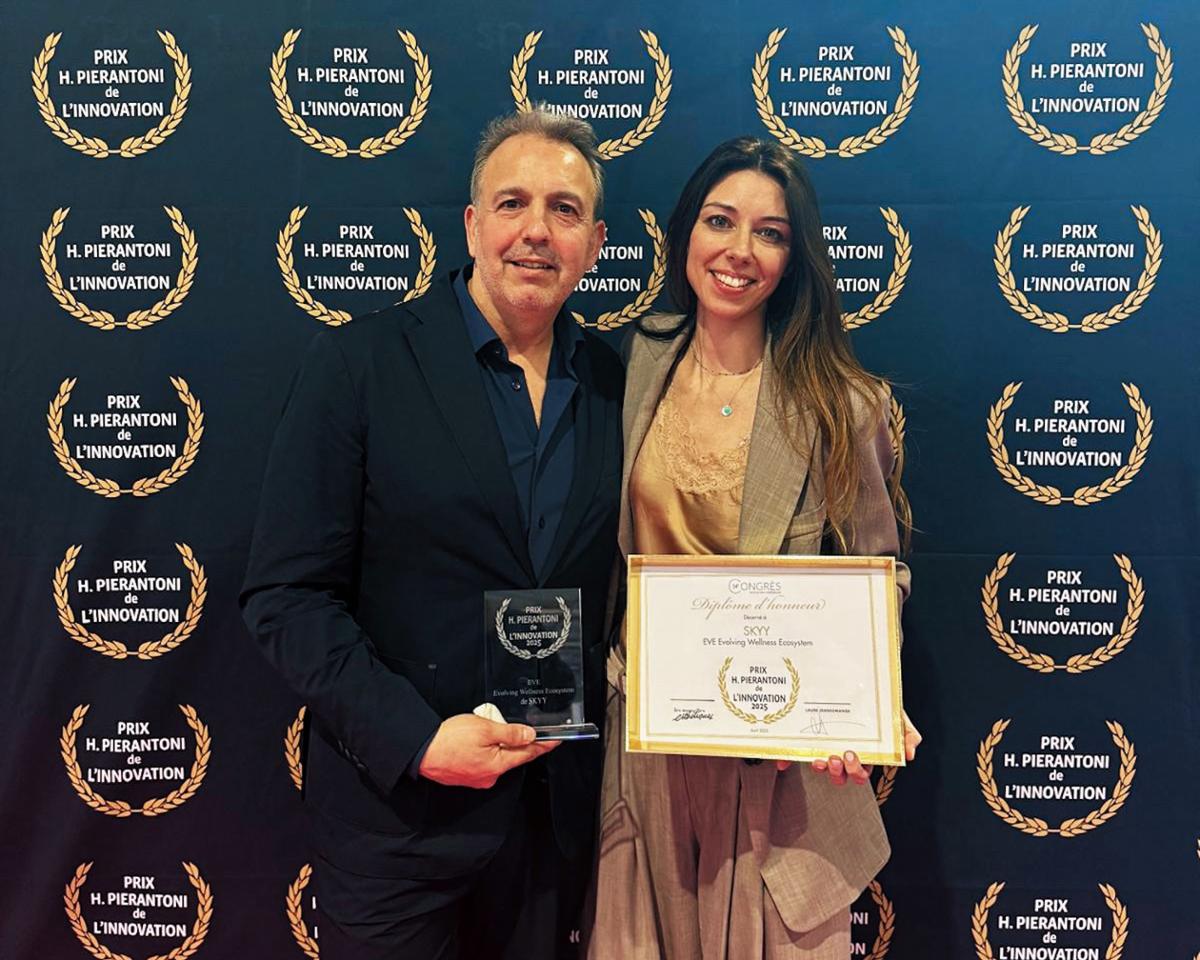 Laurent Malbert and Angelica Maran win the Innovation Award 2025 for SKYY's Evolving Wellness Ecosystem (EVE) / SKYY Laurent Malbert and Angelica Maran win the Innovation Award 2025 for SKYY's Evolving Wellness Ecosystem (EVE) / SKYY