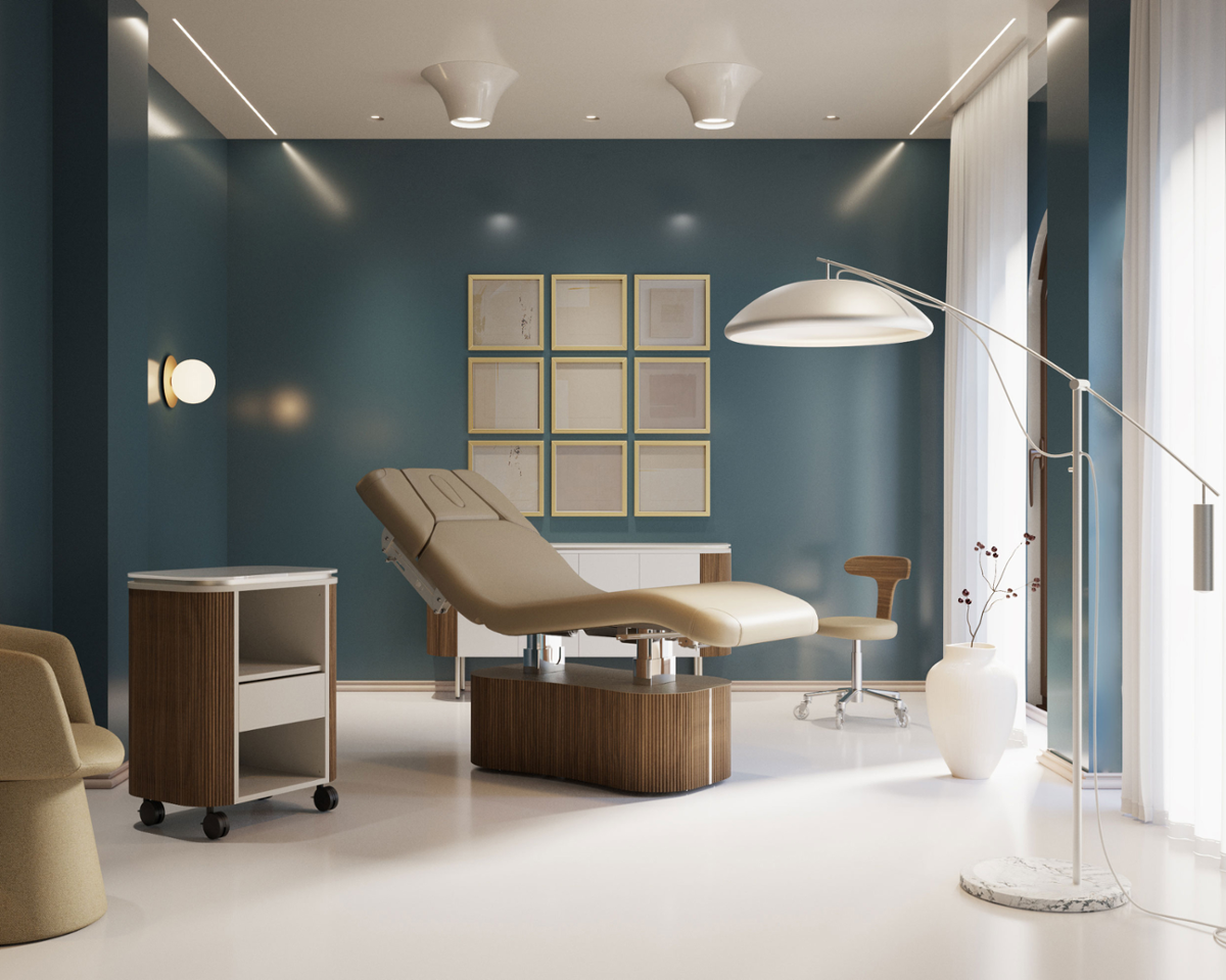 Engineered for face and body treatments, Nirvana is a four-motor reclining electric bed / Nilo Spa Design