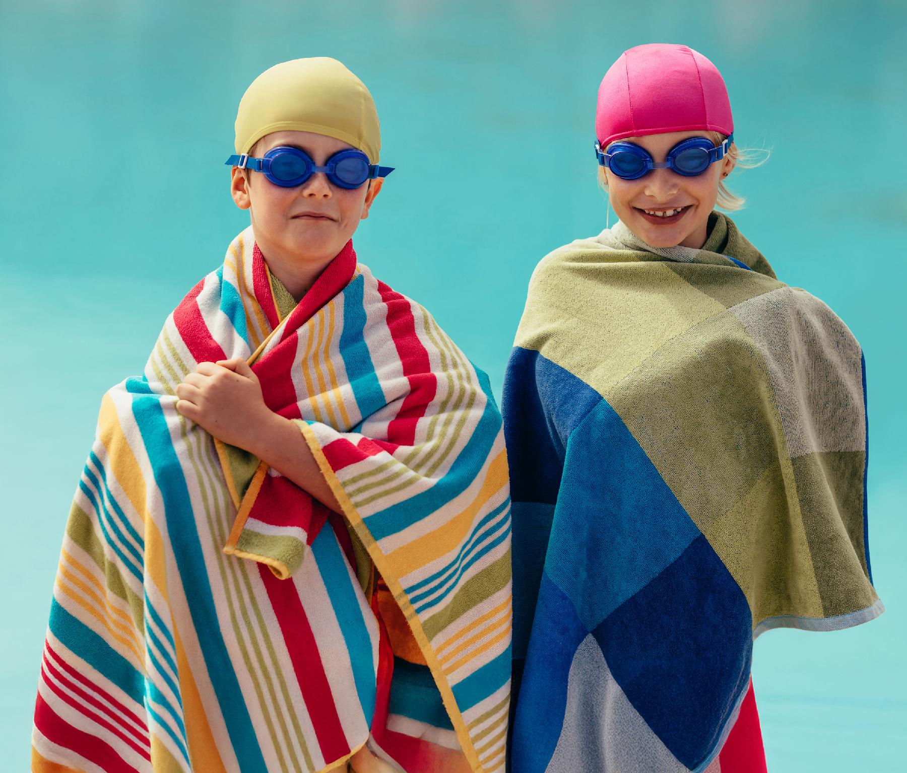 Kids in swimming gear