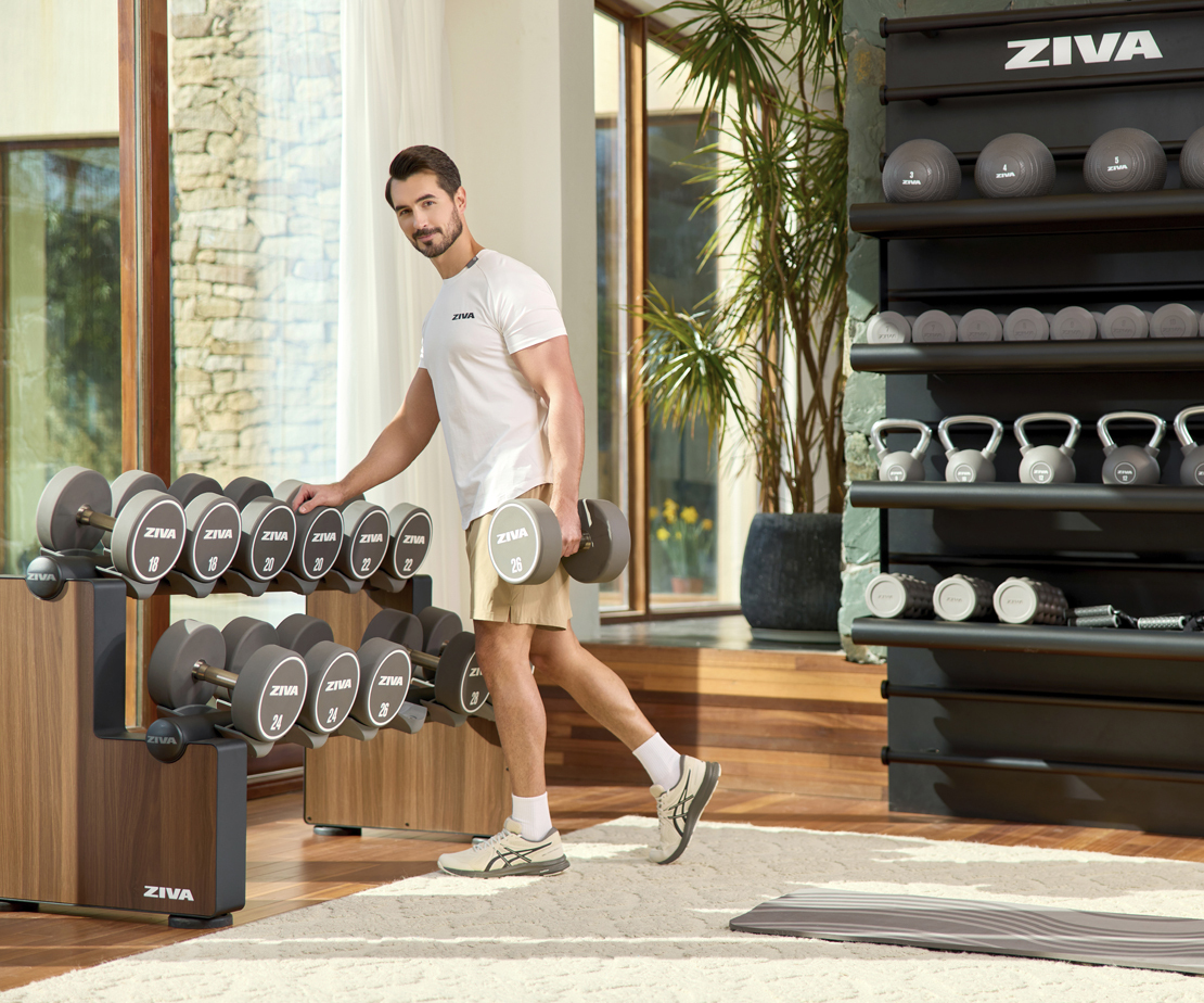 Man picking up weights