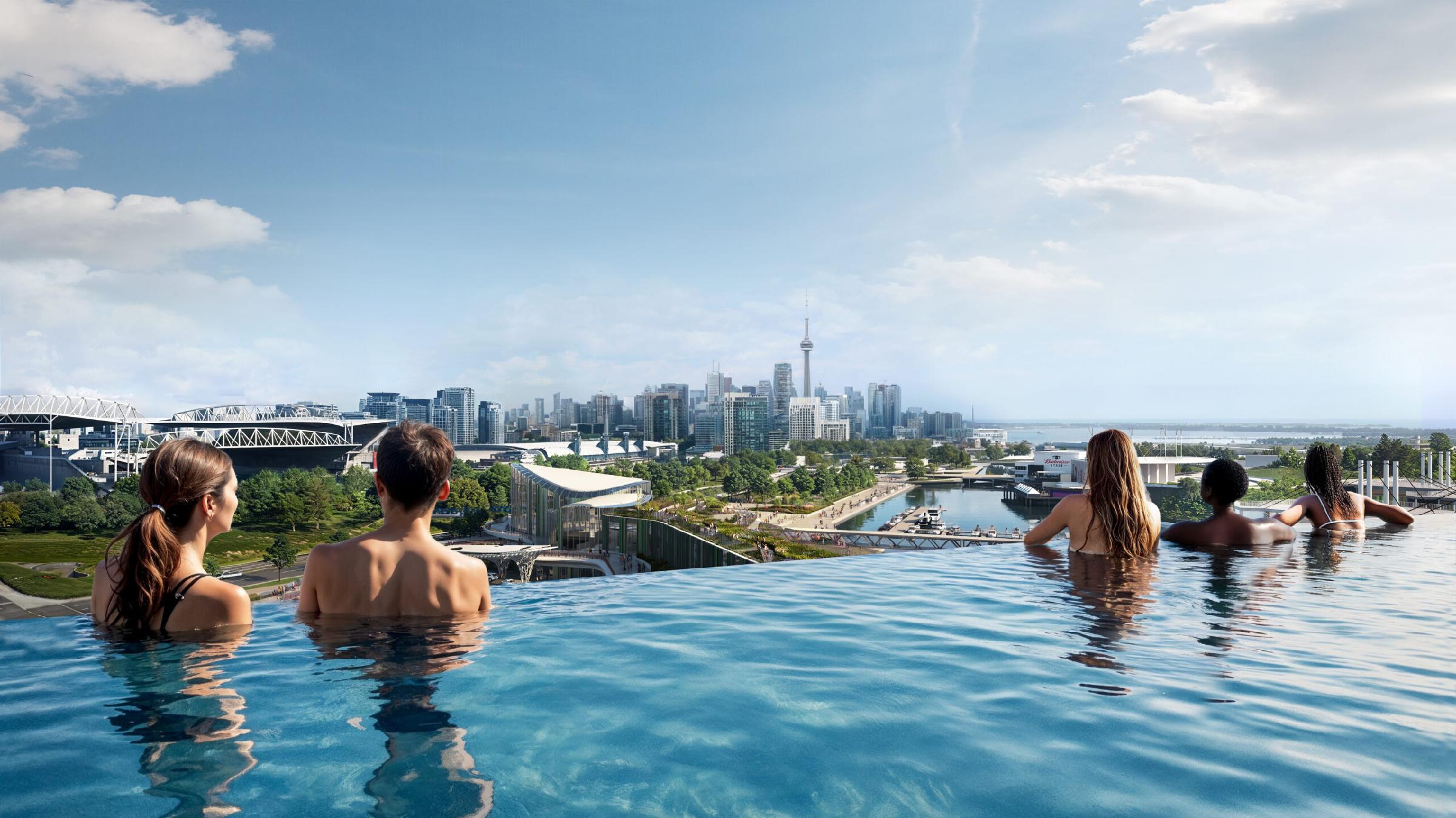 The infinity pool at Therme Canada Ontario Place / Diamond Schitt Architects The infinity pool at Therme Canada Ontario Place / Diamond Schitt Architects