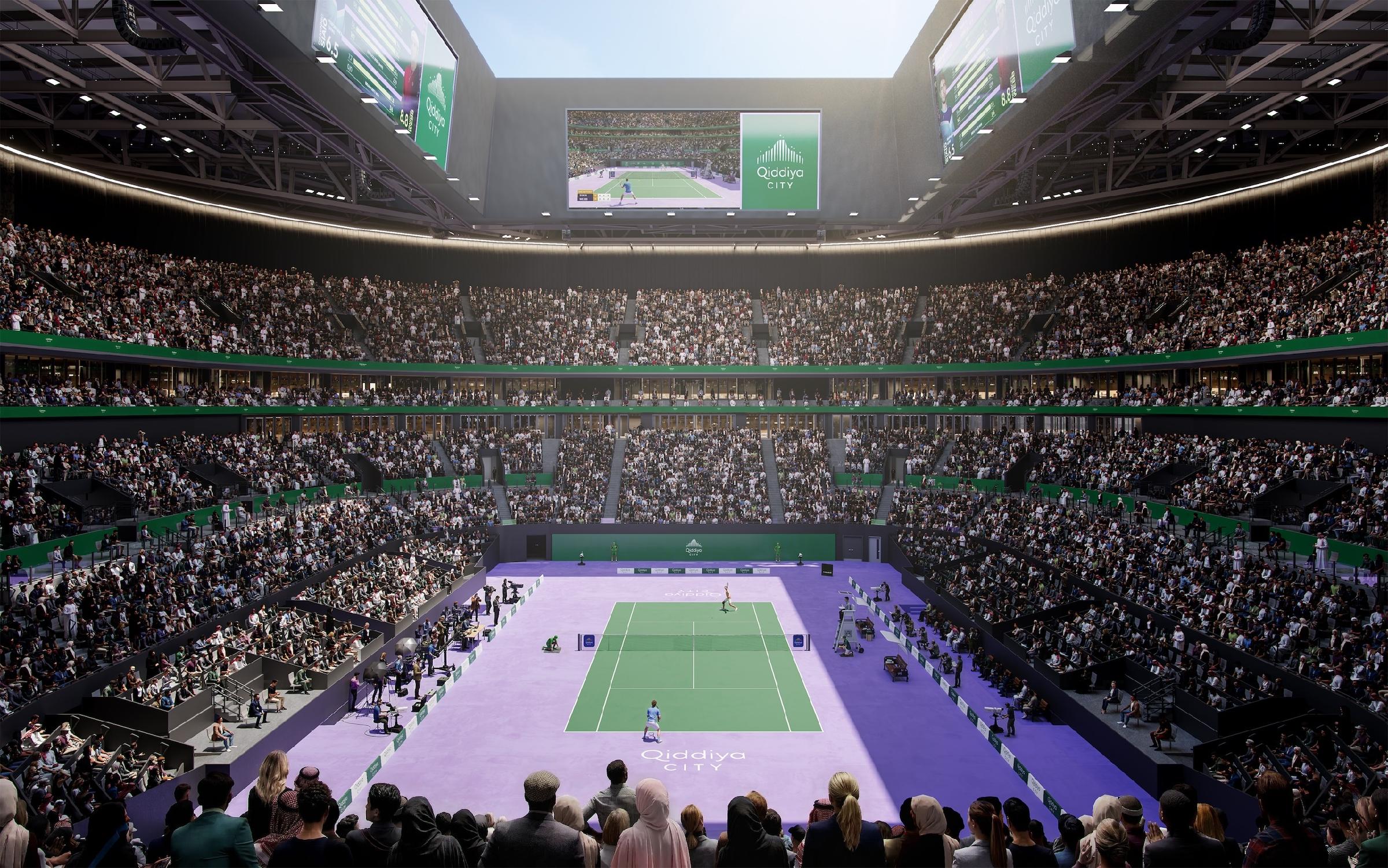 The 15,000-seat Centre Court has a retractable roof / Qiddiya Investment Company The 15,000-seat Centre Court has a retractable roof / Qiddiya Investment Company