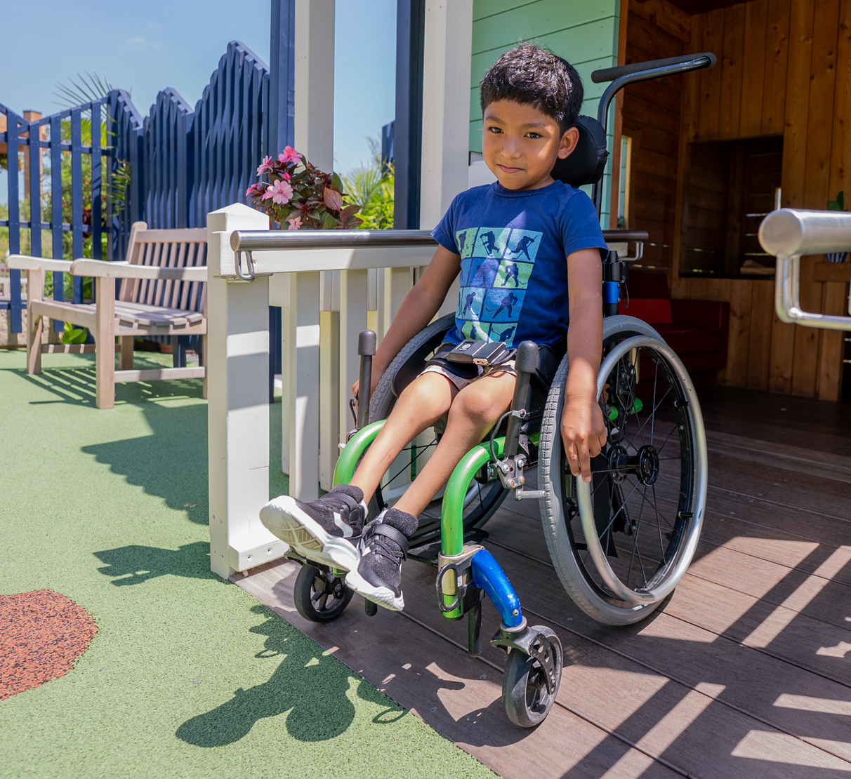 child in wheelchair at monstrum playground