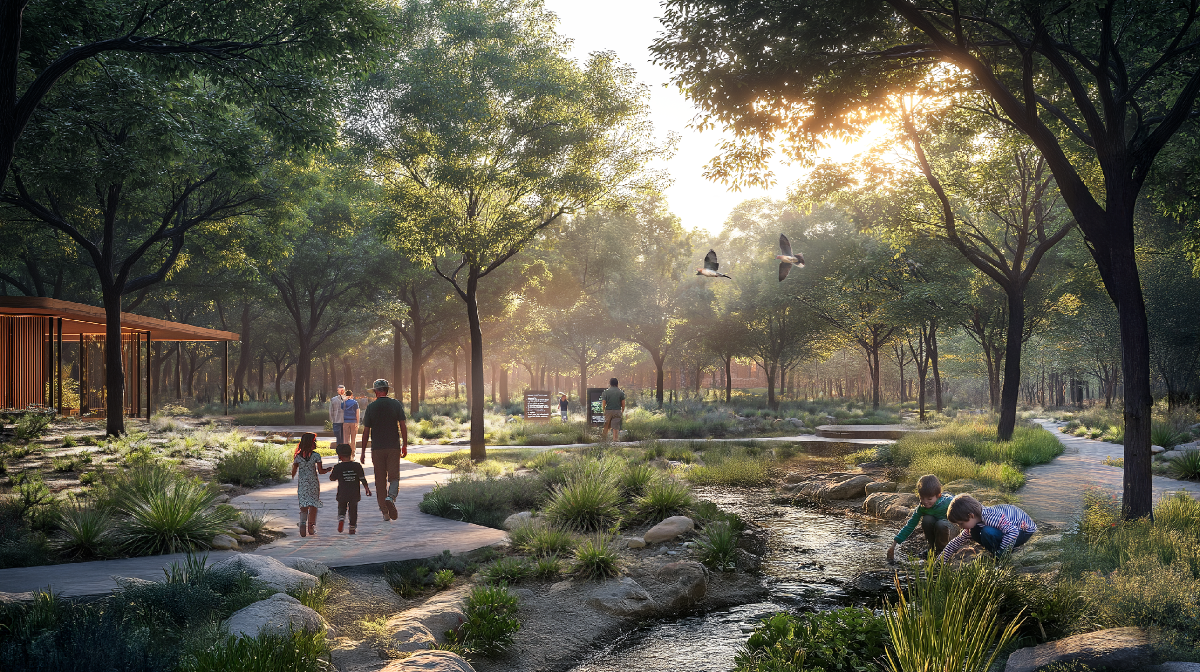 A series of forest paths will link the themed districts / Gensler