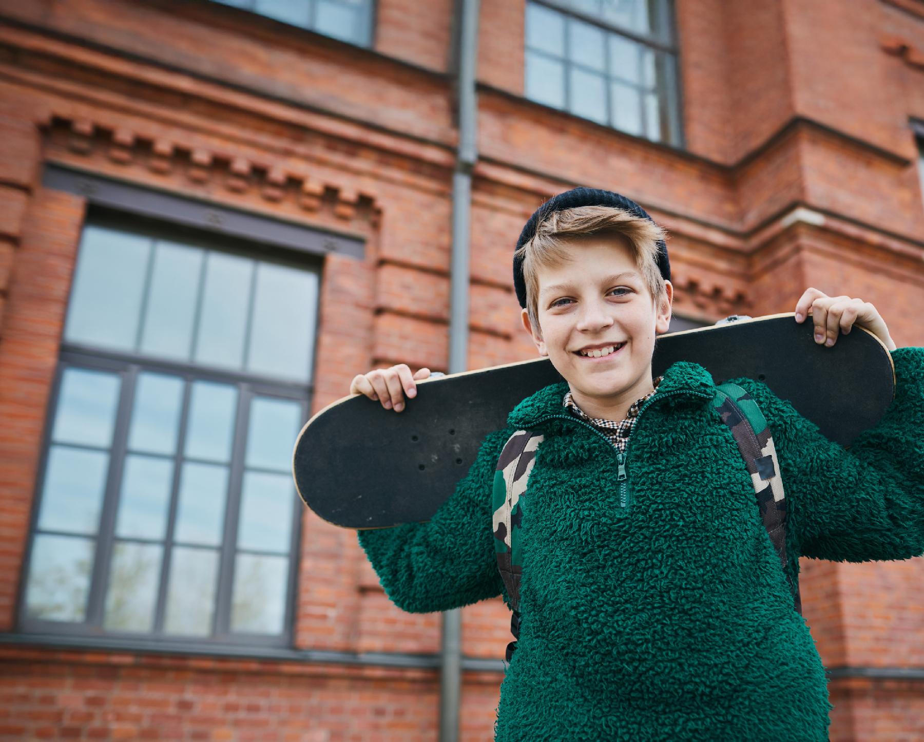 Boy with skateboard