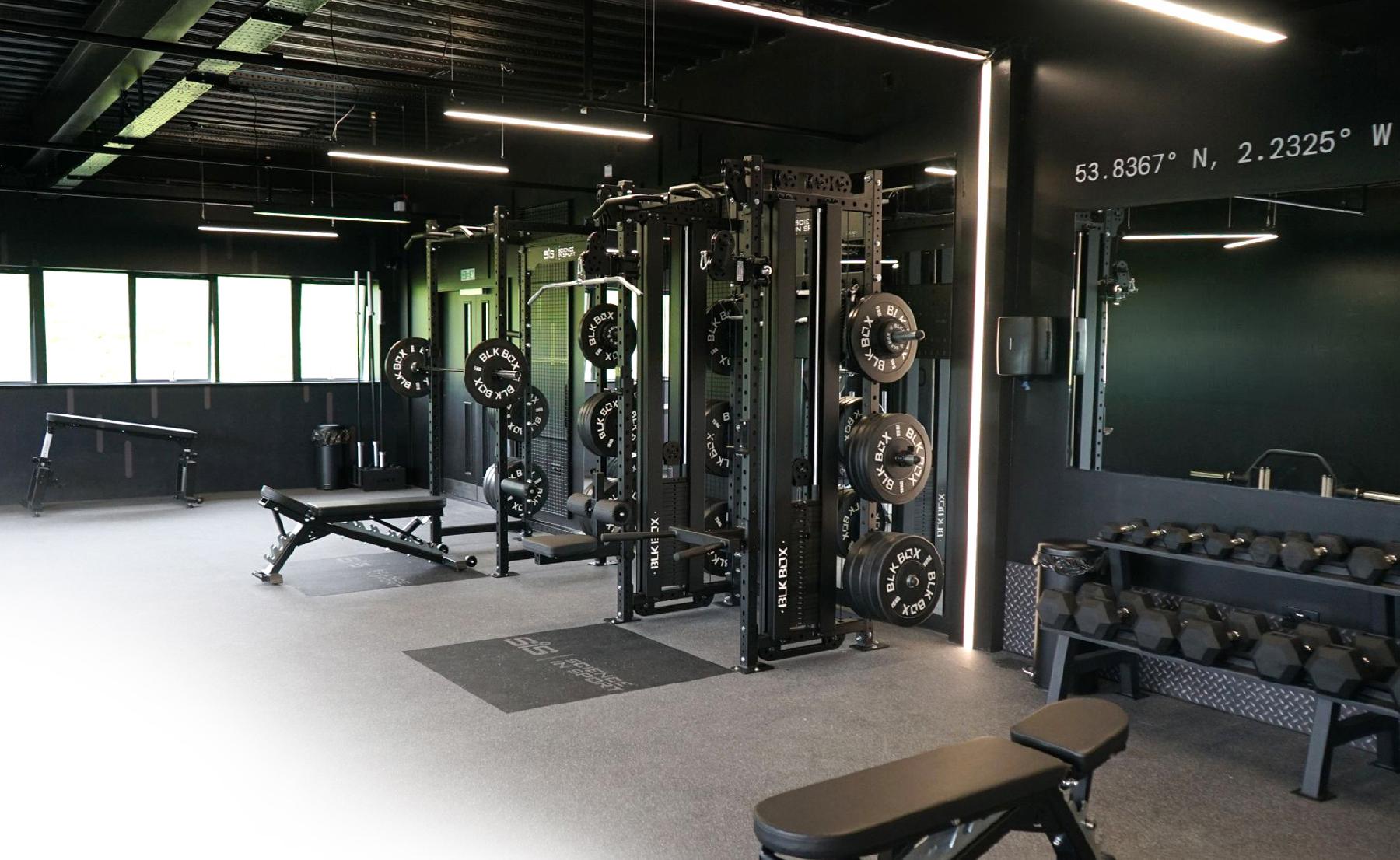 BLK BOX equipment on the gym floor at Science in Sport’s new HQ performance facility