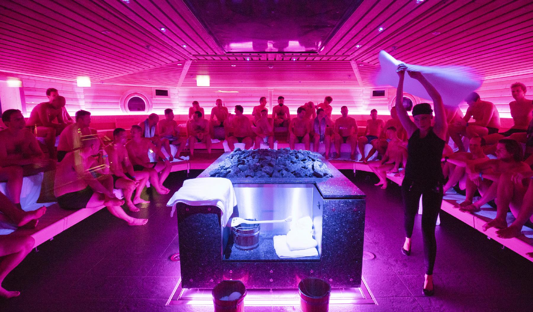 Group of people in sauna