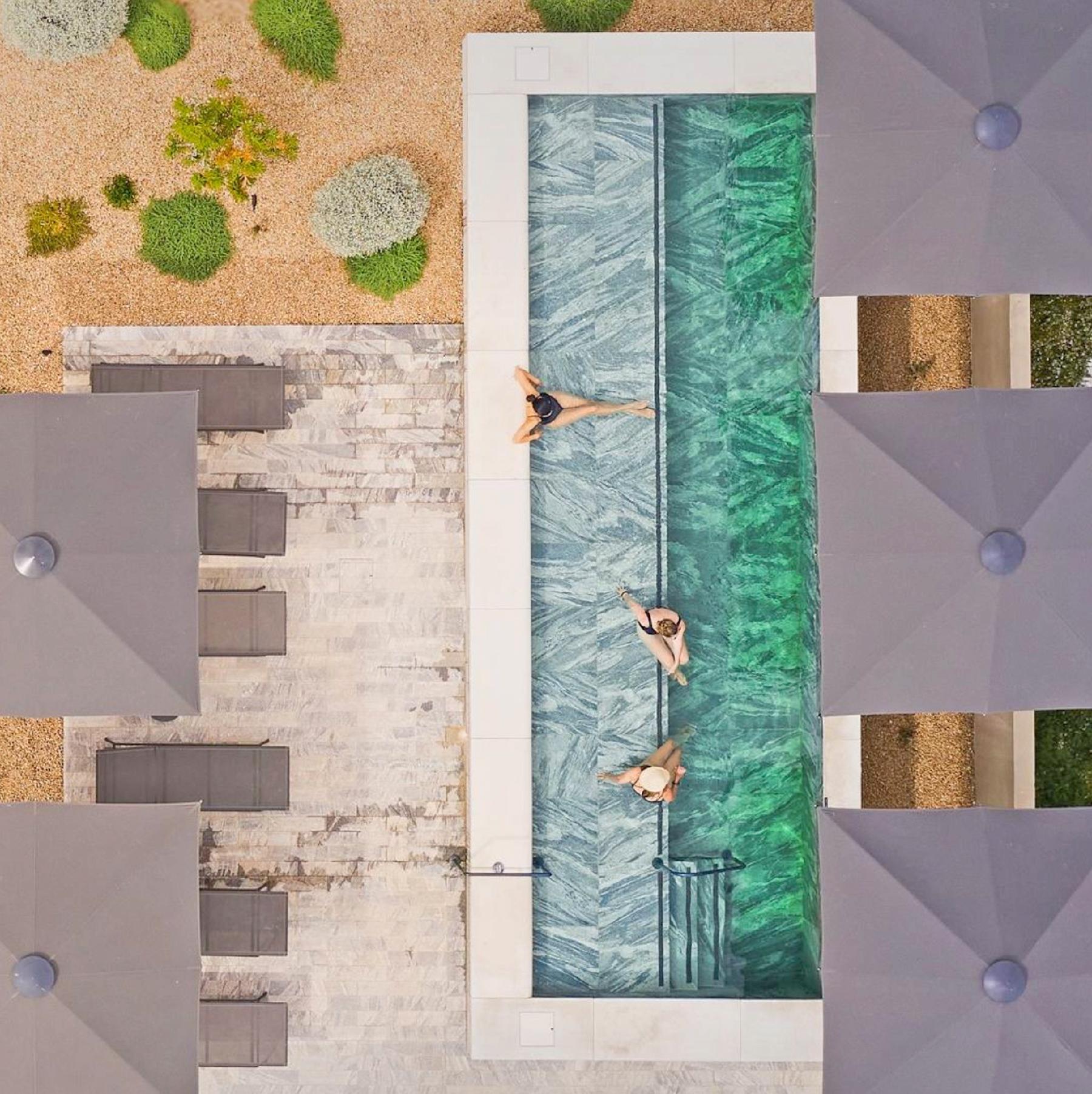 Ariel view of outdoor spa