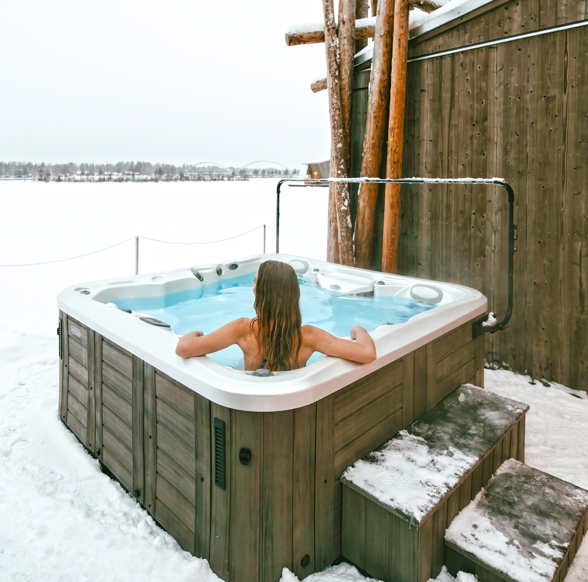 Woman in hot tub