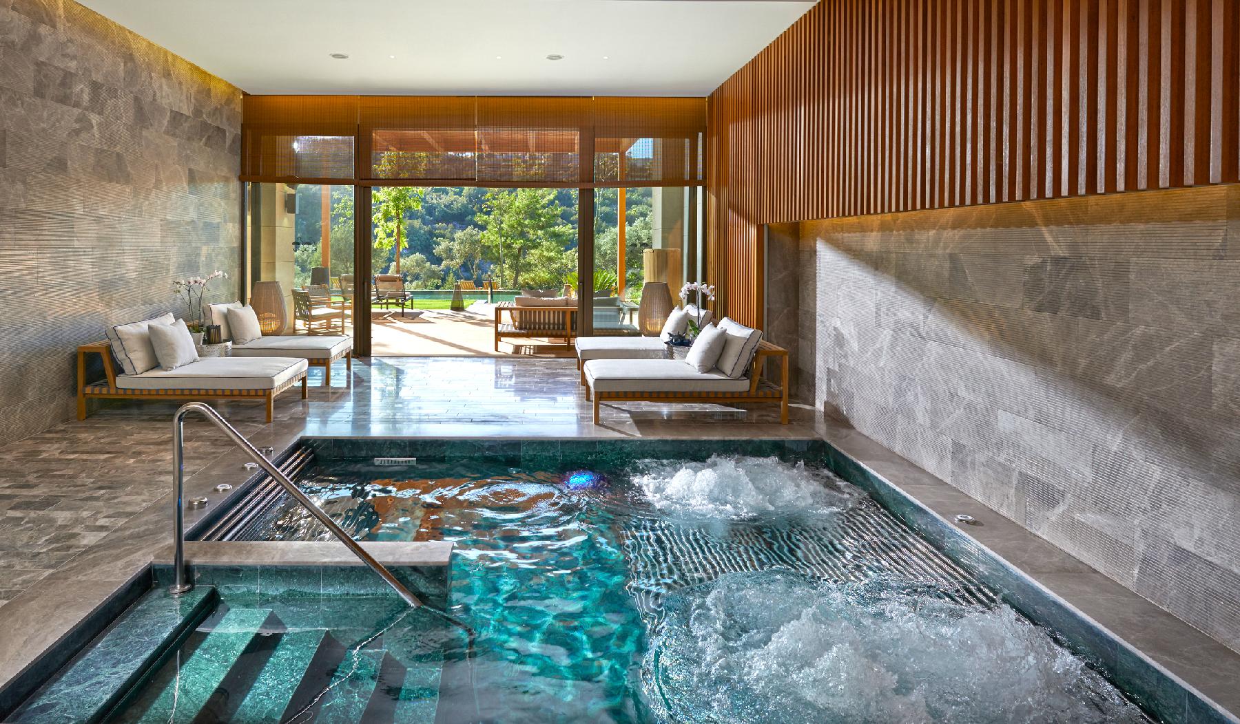 pool, jacuzzi and lounge area