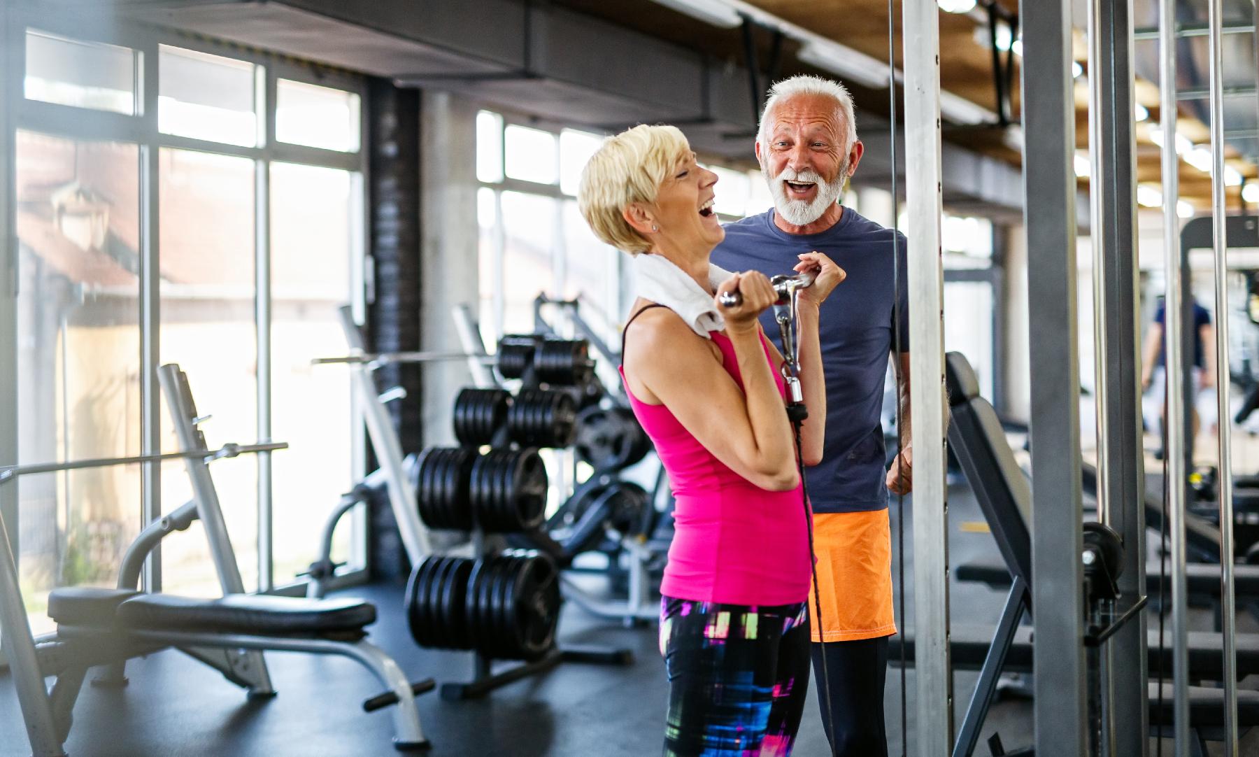 Older couple working out
