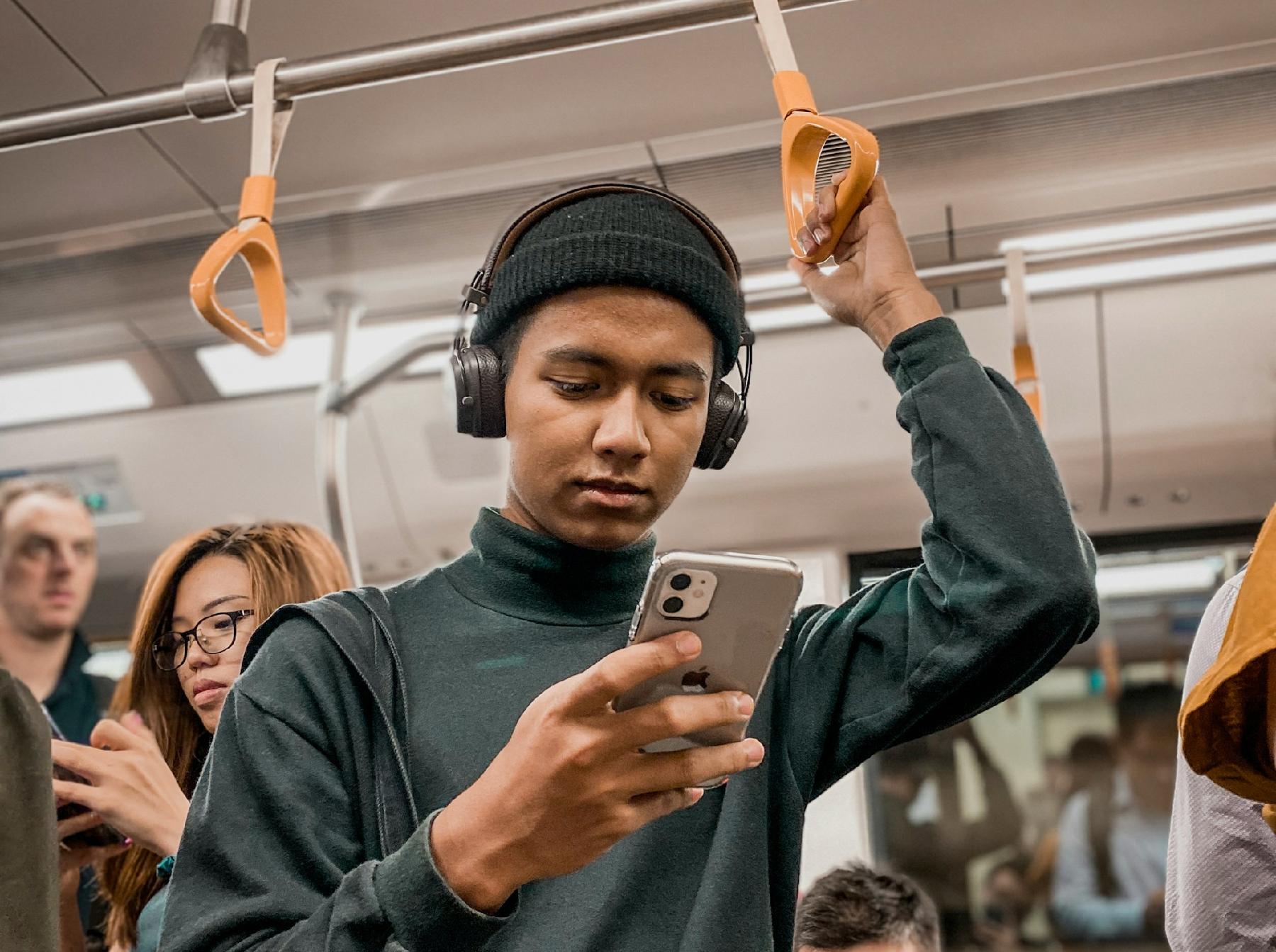 Man scrolling on phone