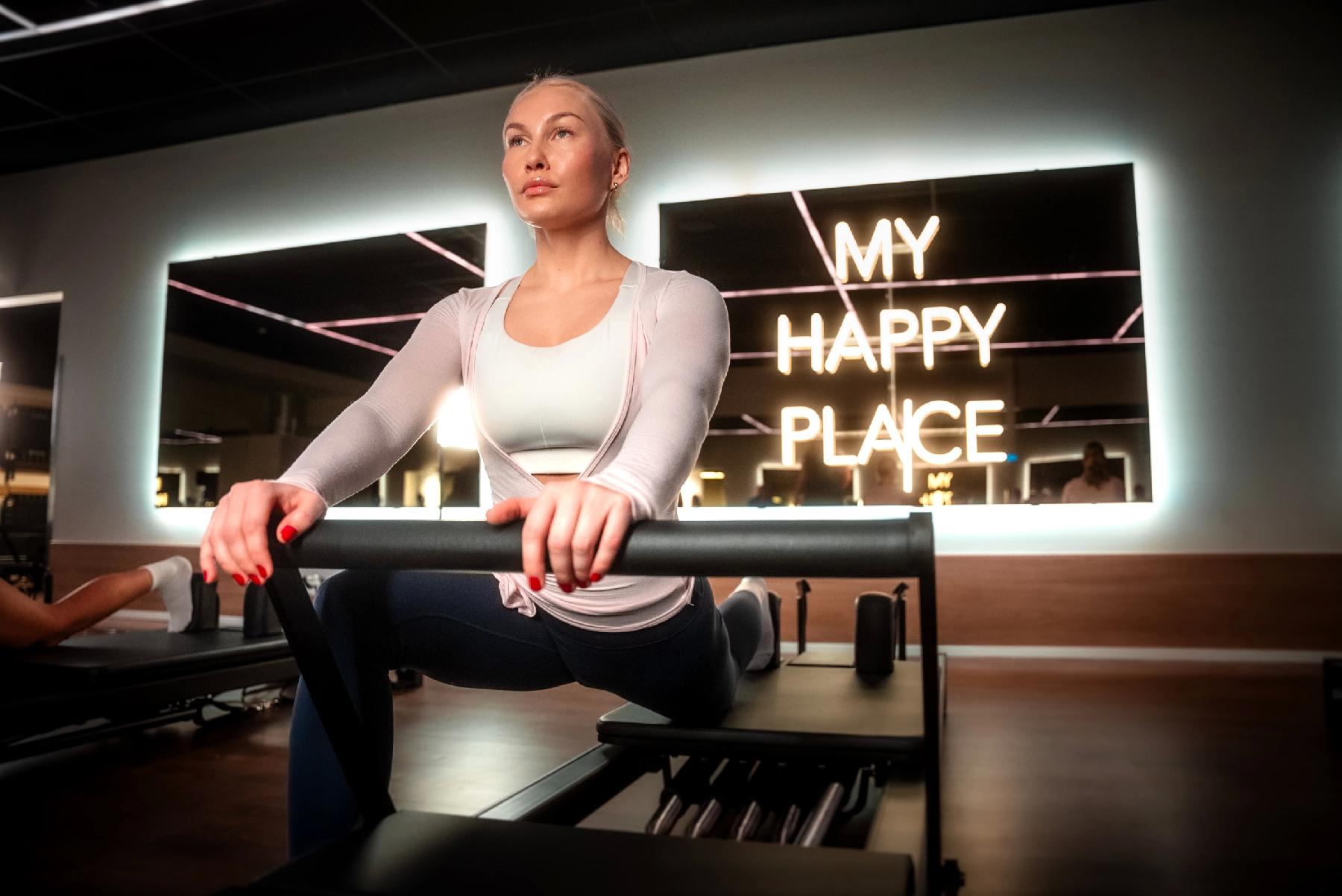 Woman practising Pilates