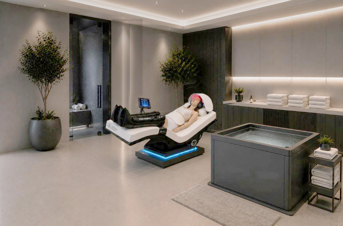 The lounger offers a 25-minute stacked recovery session / Living Earth Crafts The lounger offers a 25-minute stacked recovery session / Living Earth Crafts