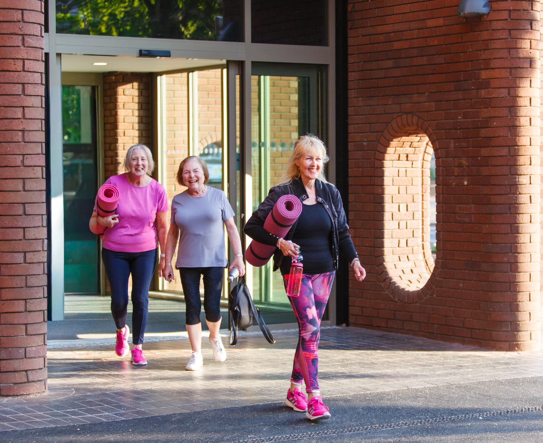 Older women leaving the gym