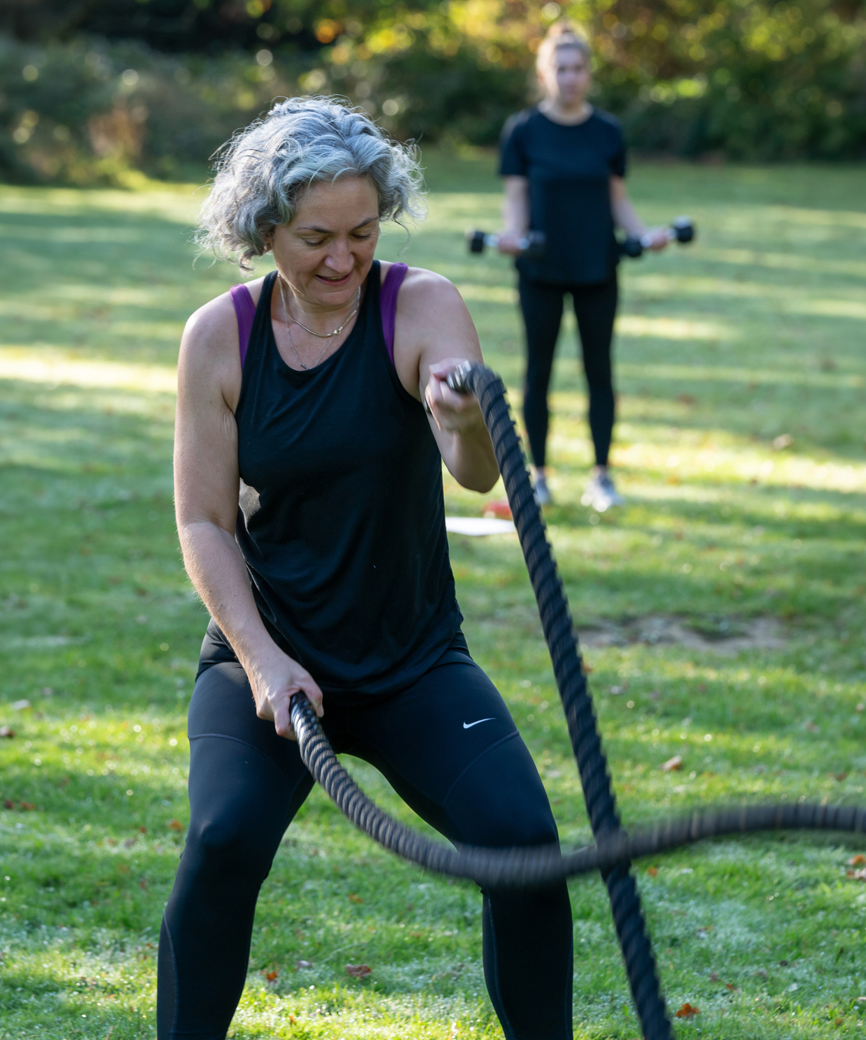Woman using ropes