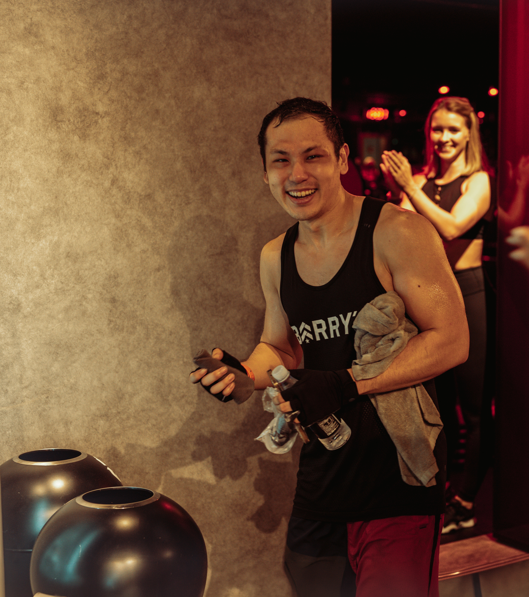 Man finishing workout