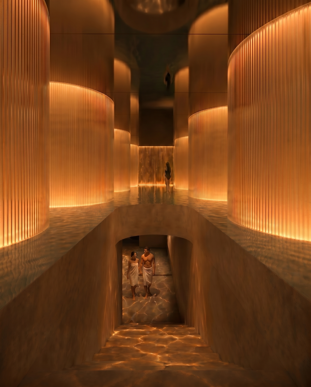 The spa concept has been designed by TLee Spas in collaboration with Basalt and Rapt Studio / Midjourney
