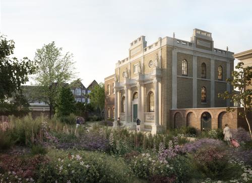 A visualisation of the Pitzhanger Manor forecourt by Jestico + Whiles. / Forbes Massie